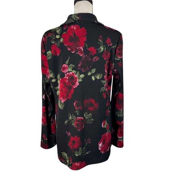 Susan Graver Medium Ponte Blazer Jacket Floral Stretch Pockets Button Closure - Picture 3 of 8